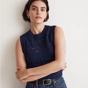 Madewell Navy Textured Knit Sweater